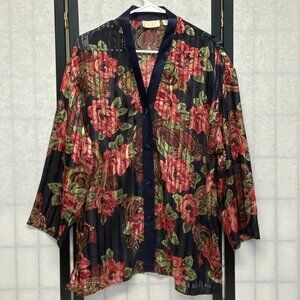 Victorias Secret Gold Label Vintage Sheer Floral Stripe Paisley Button Up Blouse
